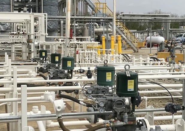 General service OpGL™ Globe Control Valves in a flow control application at a chemical plant.